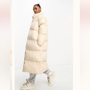 ASOS Longline Puffer Coat in Cream
